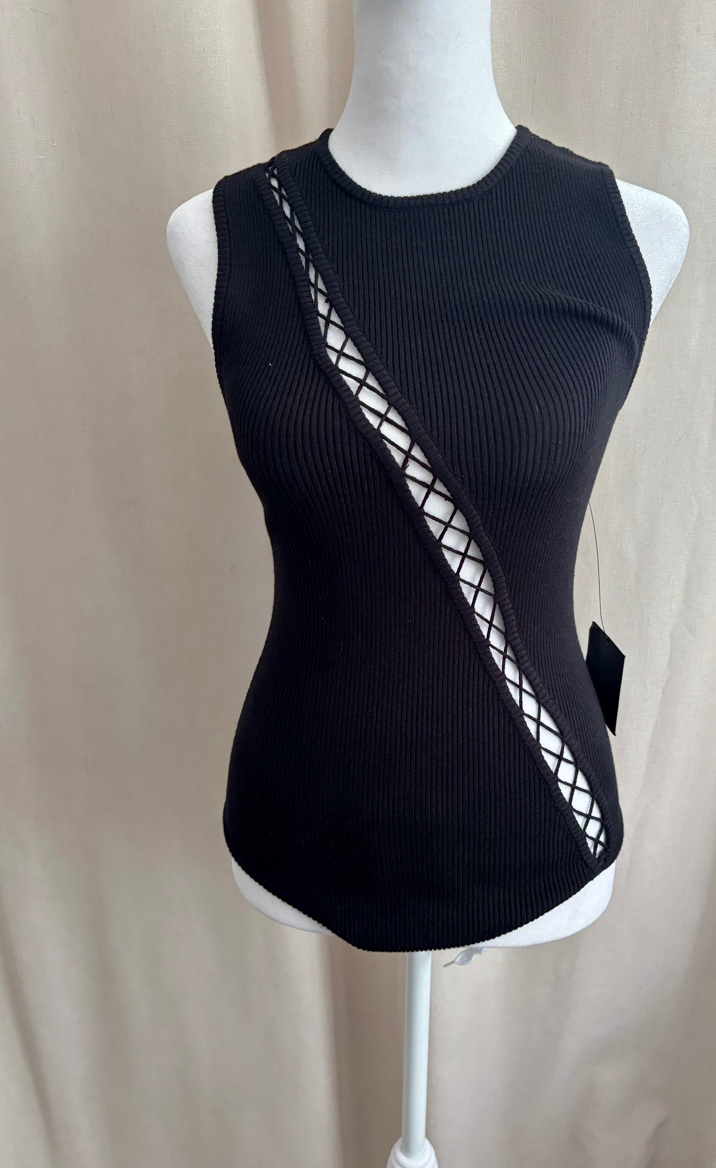 Lulus Black Knit Cutout Bodysuit | Size S