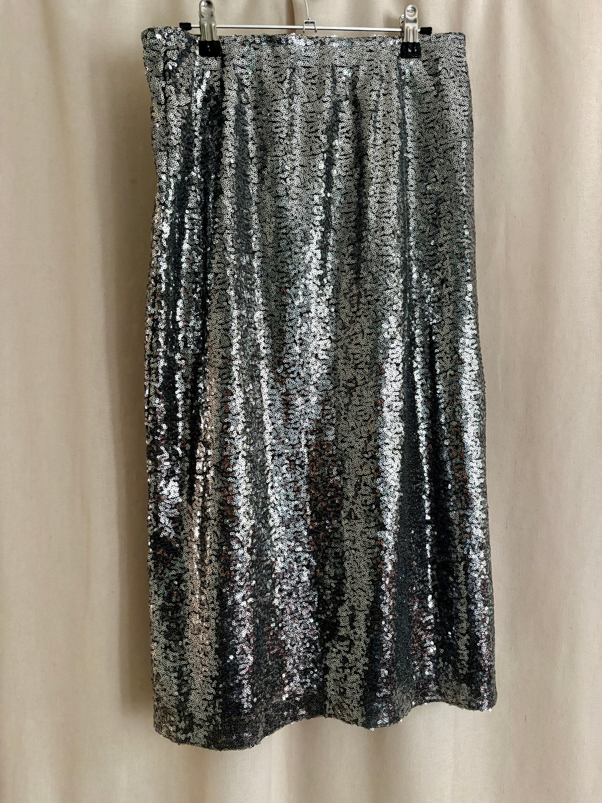 Joe Fresh Sequin Midi Skirt — Silver | M