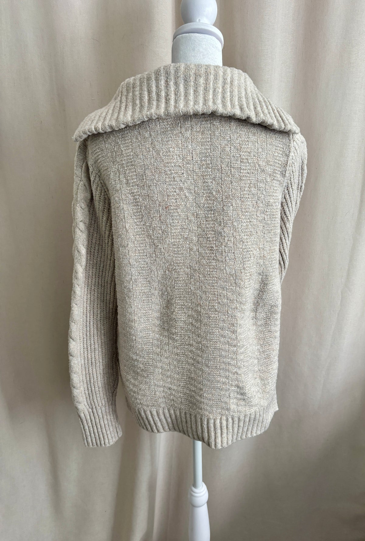 Happily Grey Cable Knit Zipper Collar Sweater — Size S