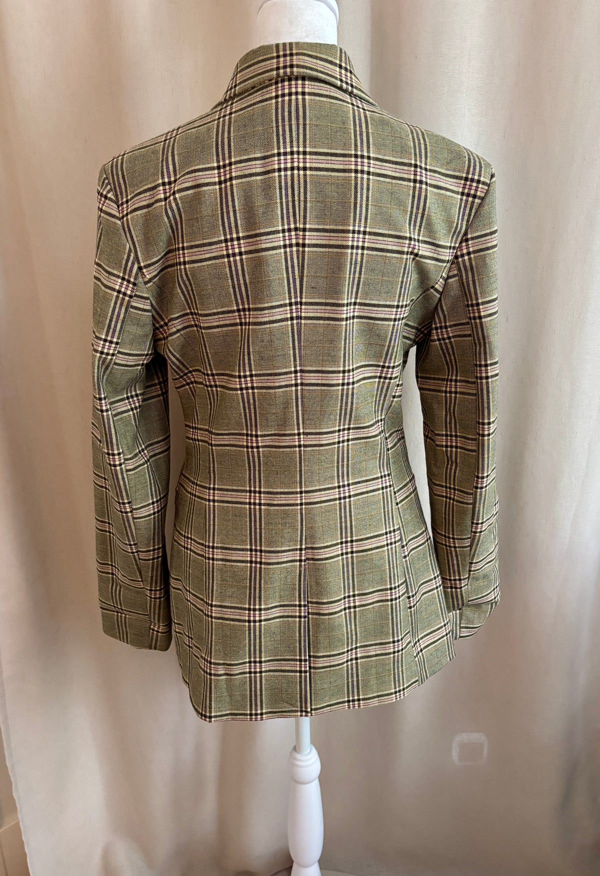 Topshop Longline Plaid Blazer — Size 6