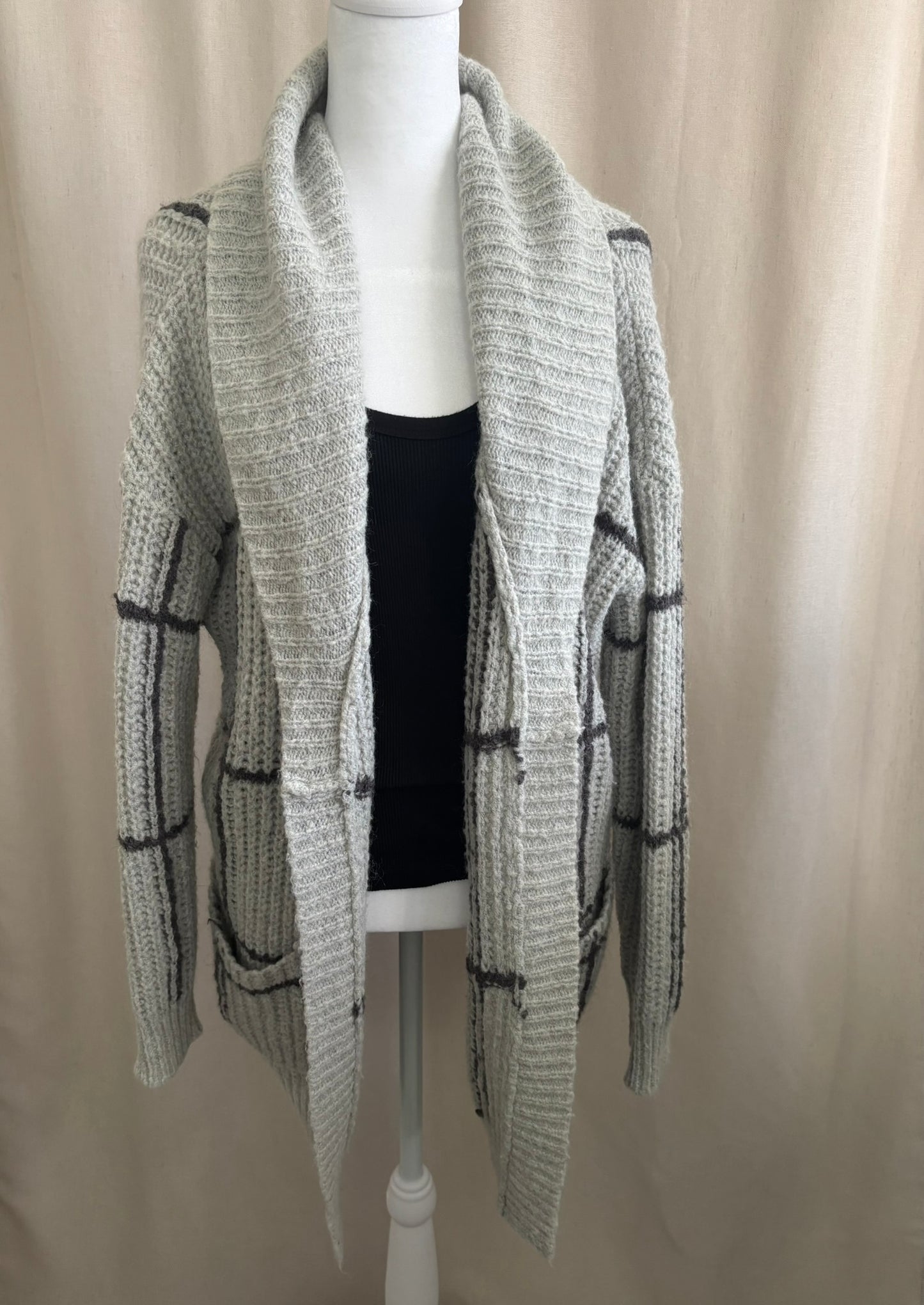 Leith Grey Windowpane Wrap Cardigan | Size M/L