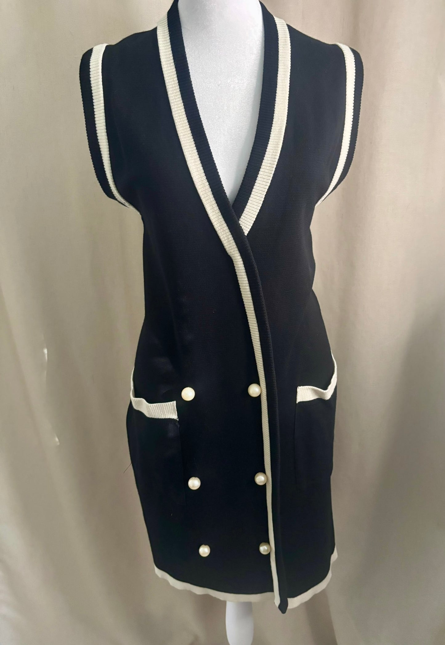 Zara Black & White Knit Sleeveless Dress | Size M