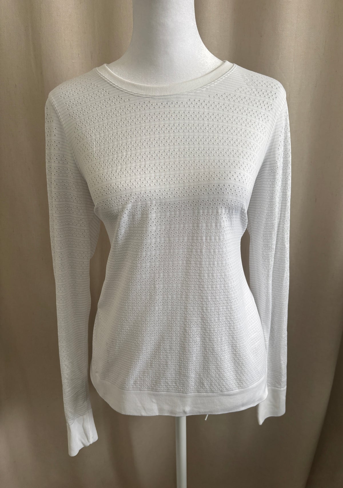 Lululemon White Long Sleeve Technical Mesh Top | Fits 8–10