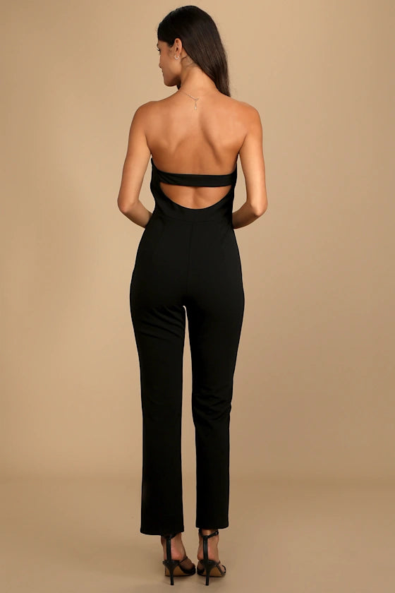 Lulus Special Evening Strapless Cutout Jumpsuit — Size M