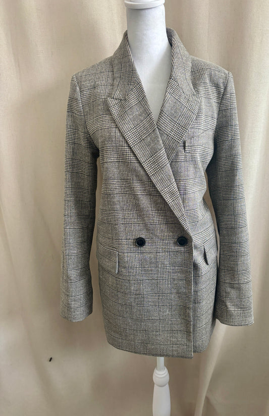 H&M Oversized Plaid Double-Breasted Blazer | Size S