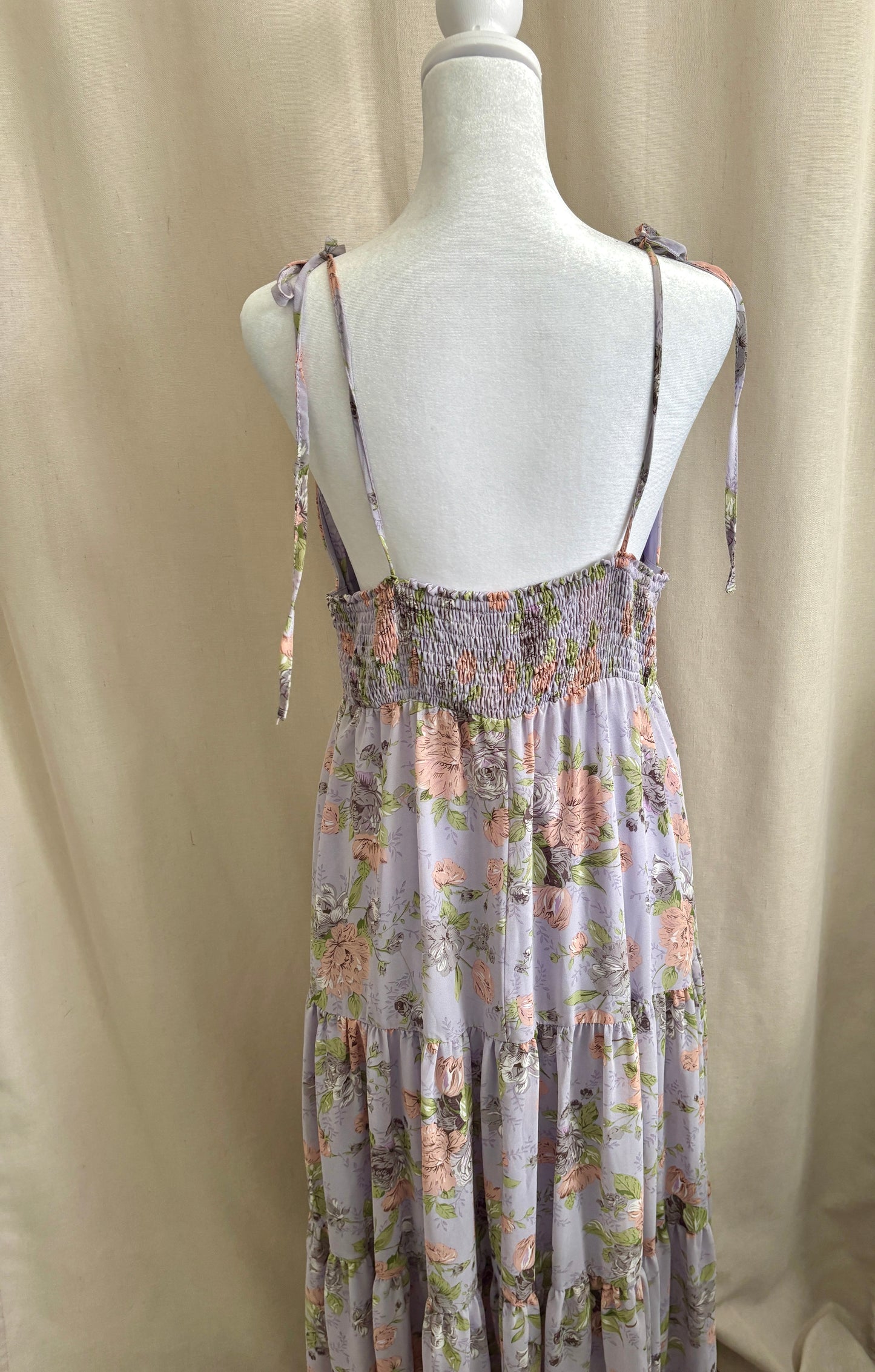 Lulus Floral Tie-Strap Midi Dress | Size M