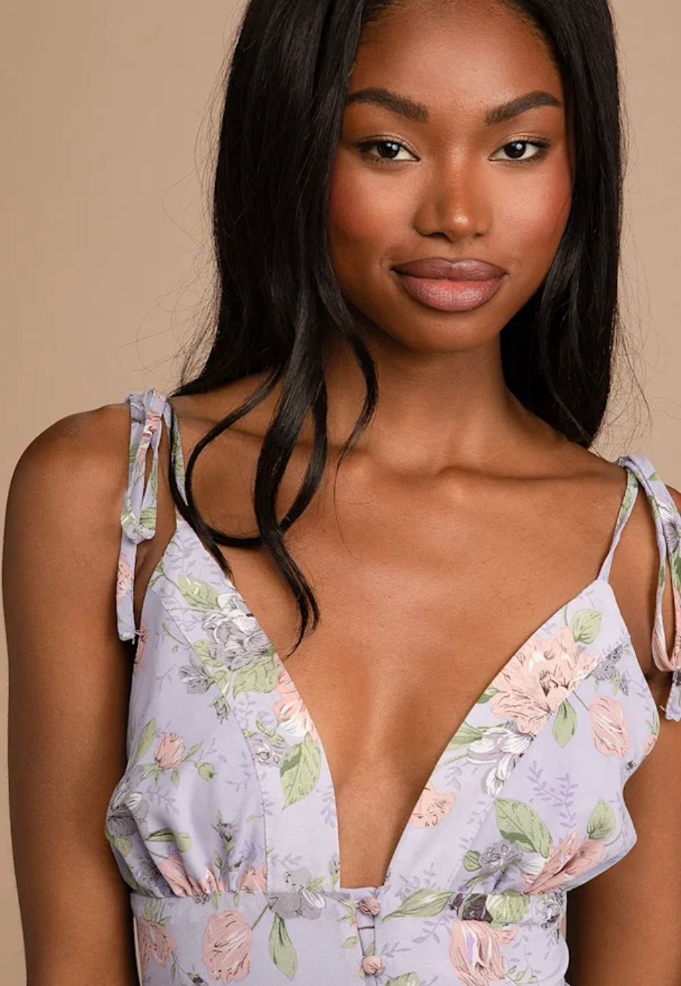 Lulus Floral Tie-Strap Midi Dress | Size M