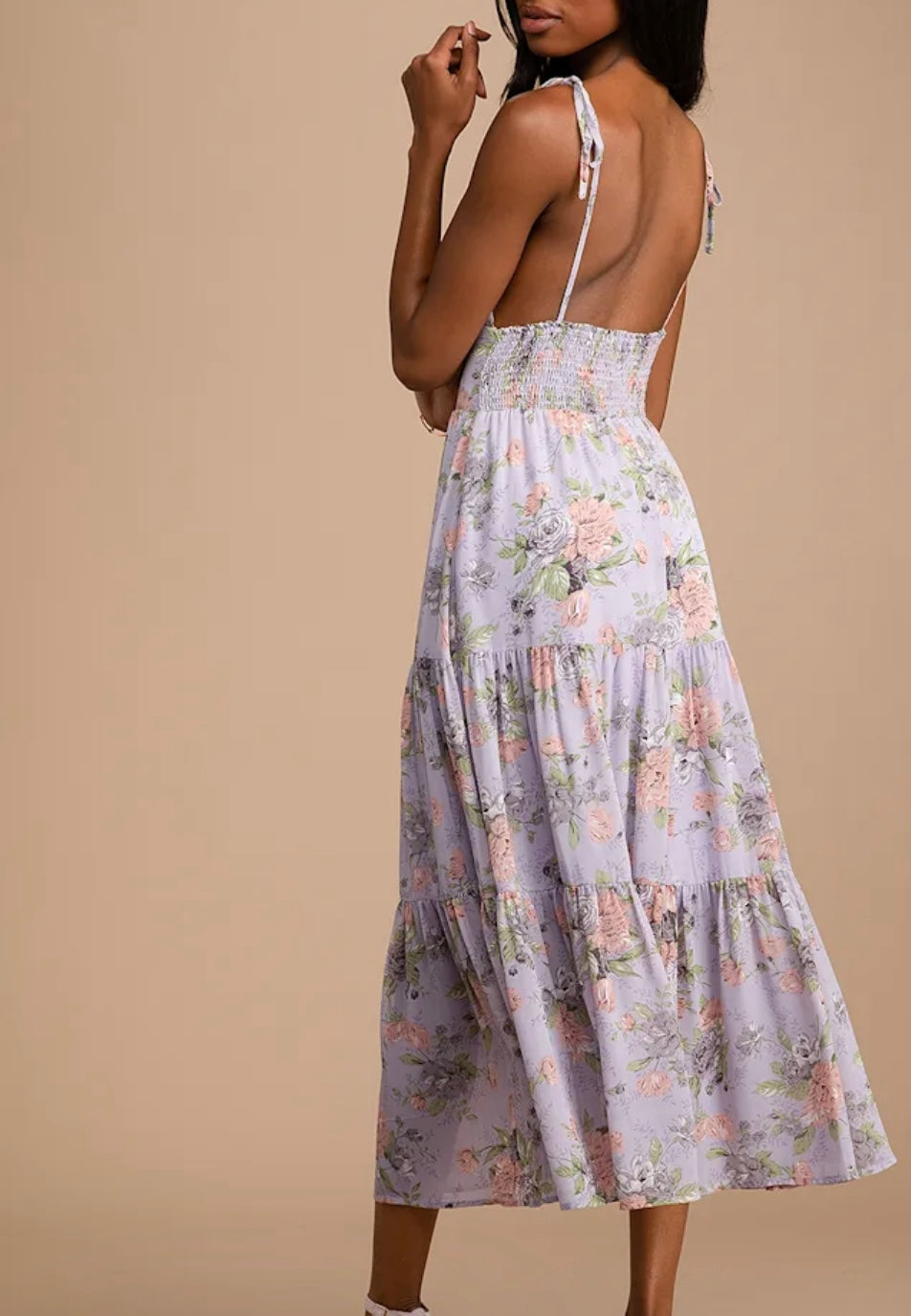 Lulus Floral Tie-Strap Midi Dress | Size M