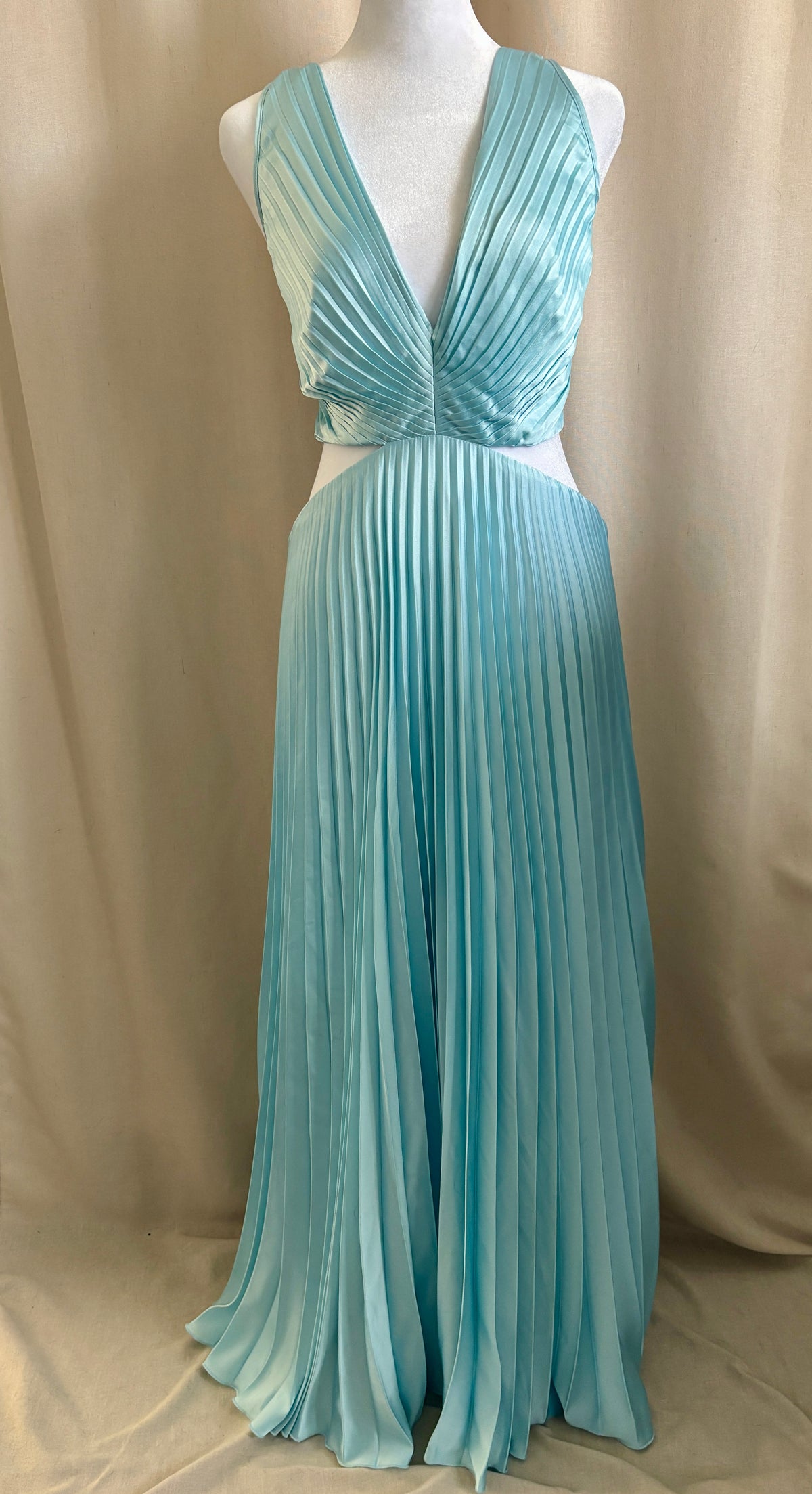 Abercrombie & Fitch Pleated Satin Midi Dress | Size L Tall
