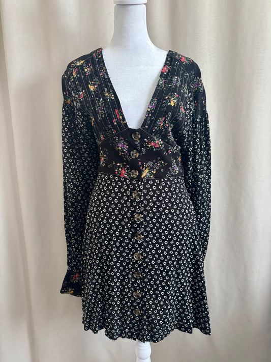 Free People Floral Button-Front Dress | Size S