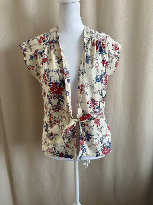 Julie Whyte Vintage Floral Tie-Front Shirt | Size S