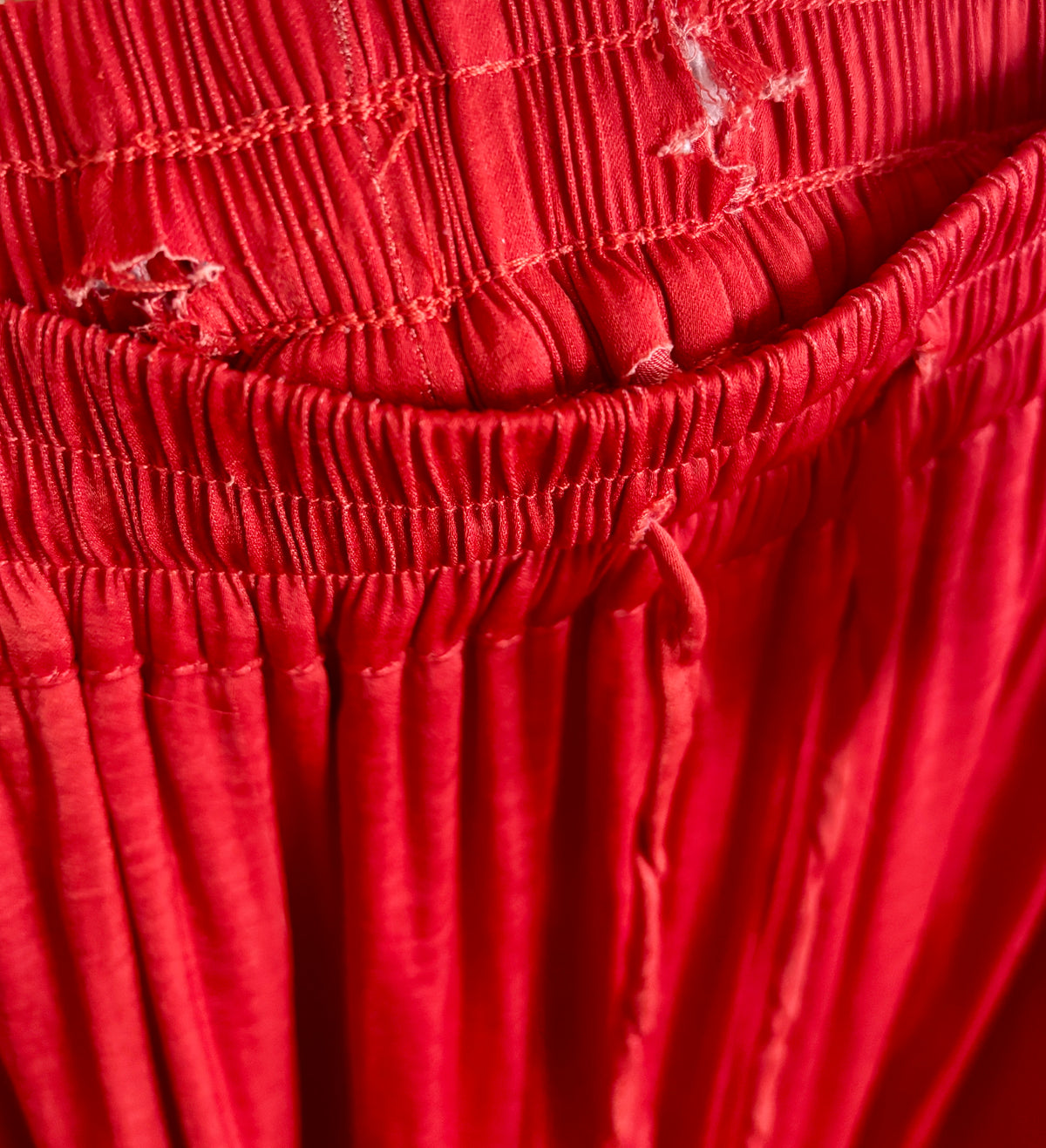 Red Crinkle Satin Wide Leg Pants | Fits M