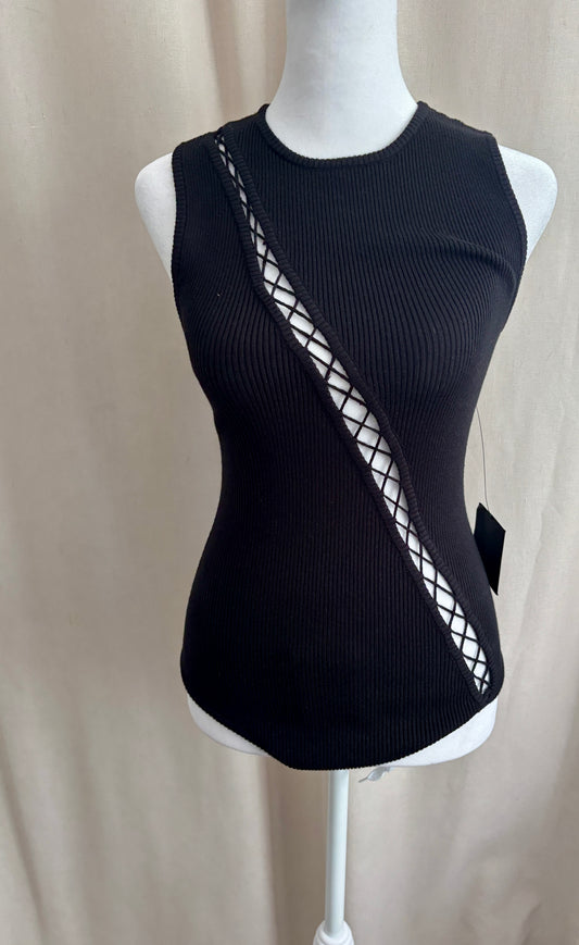 Lulus Black Knit Cutout Bodysuit | Size S