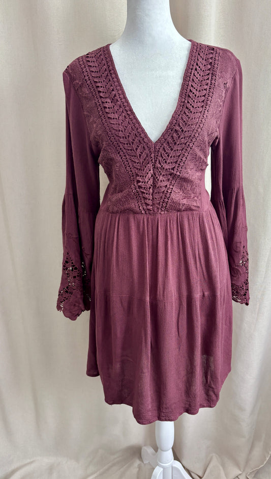 Altar’d State Lace Trim Tiered Dress | Size S