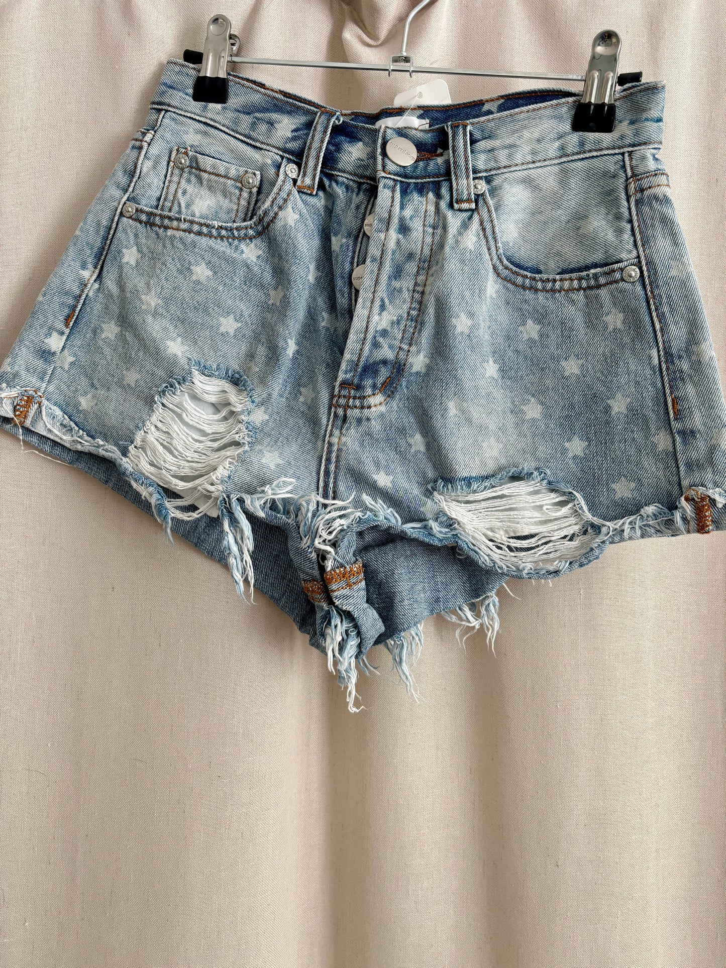 Superdown Star Print Denim Shorts | Size 25