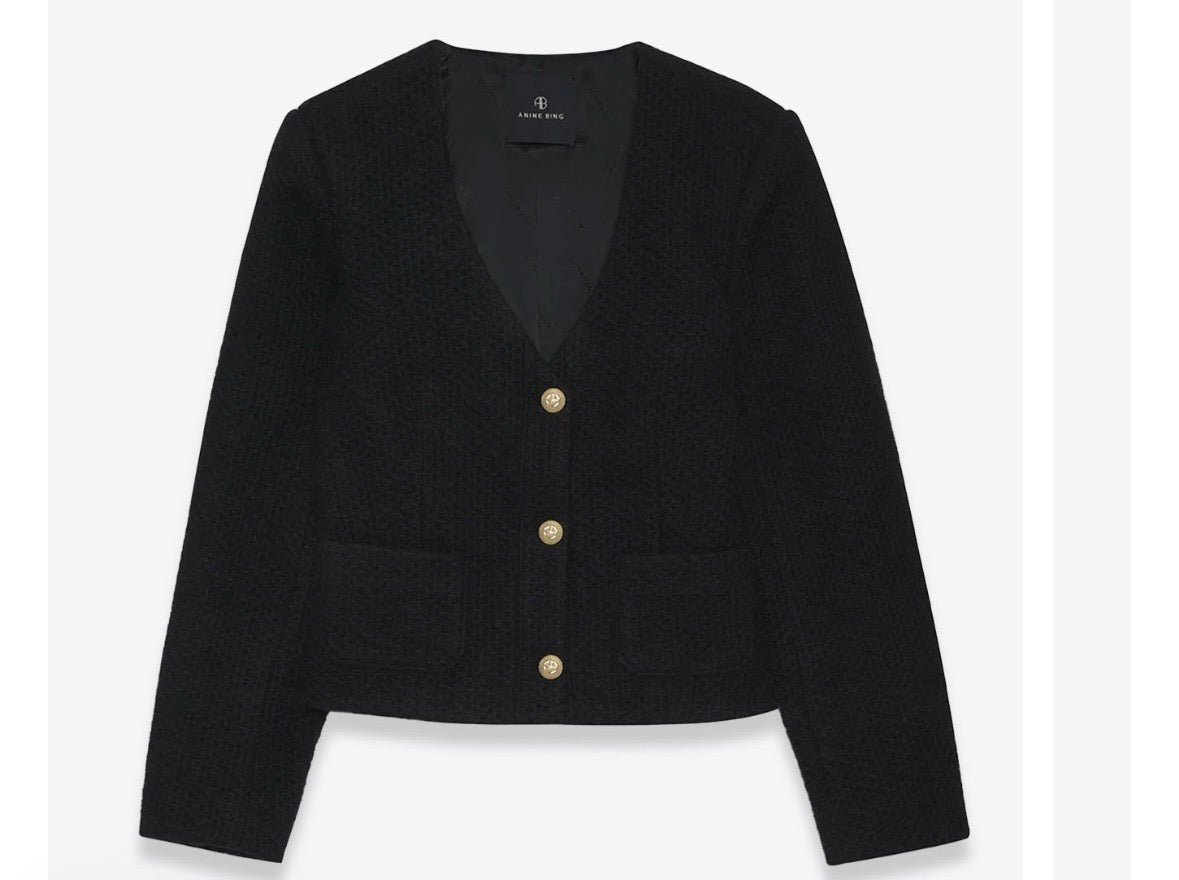 Anine Bing Anitta Tweed Blazer — Size L
