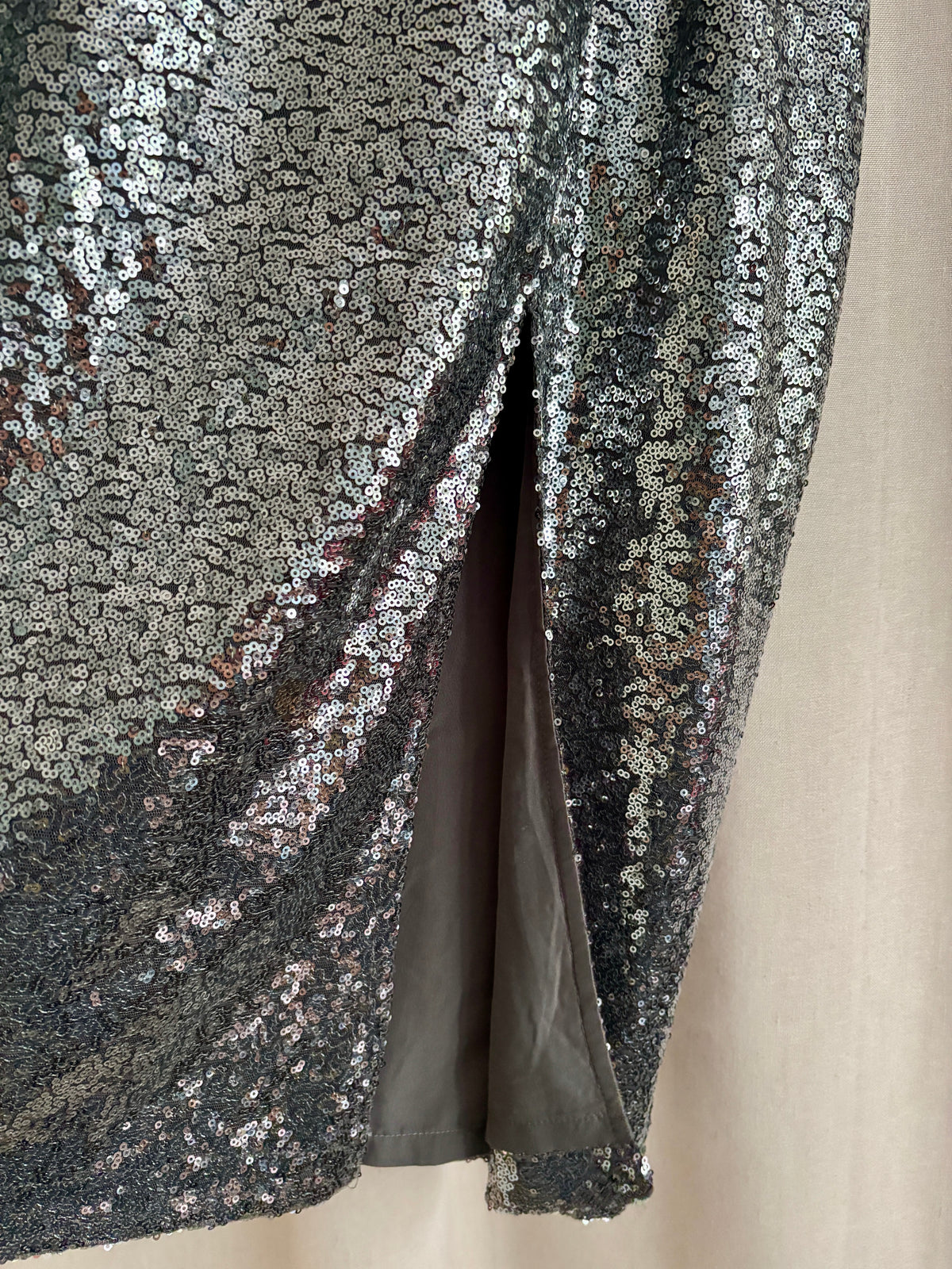 Joe Fresh Sequin Midi Skirt — Silver | M