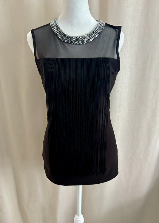 Frank Lyman Mesh Fringe Shell Top — Size 8