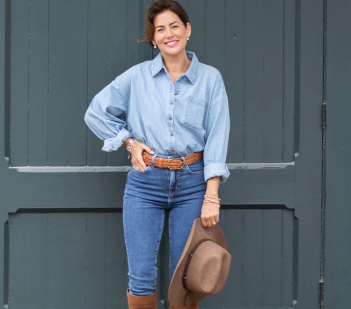 One Wednesday for Jilly Box Chambray Shirt — M