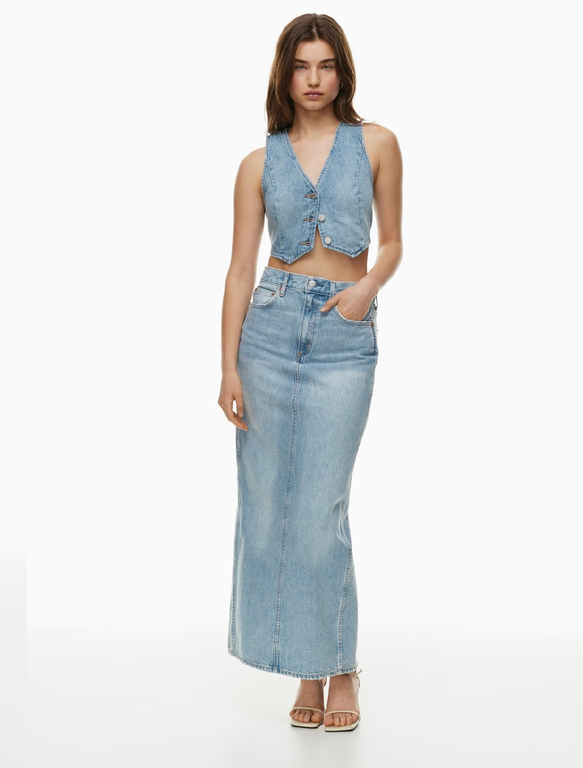 Denim Forum The 90s Pencil Maxi Denim Skirt — 29