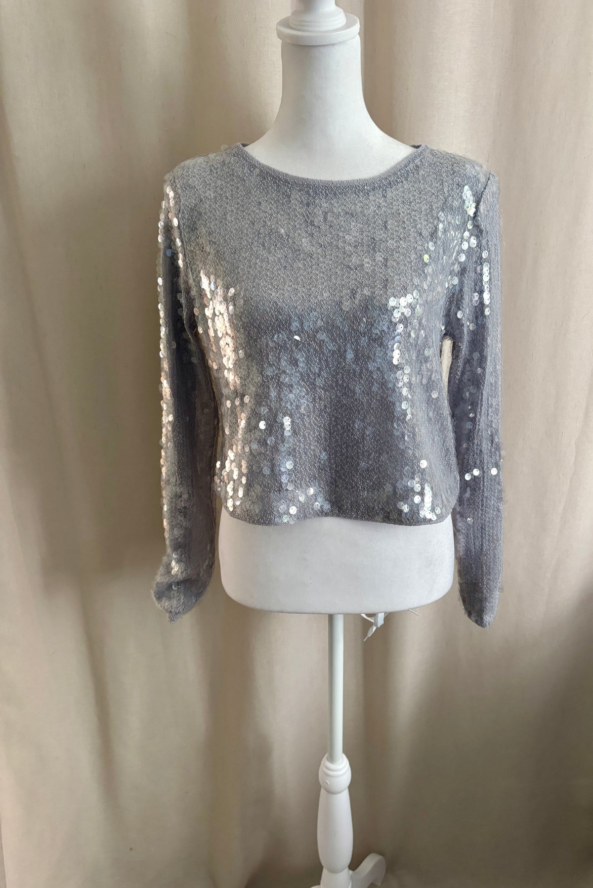 Dynamite Sequin Long Sleeve Shirt — Size XS