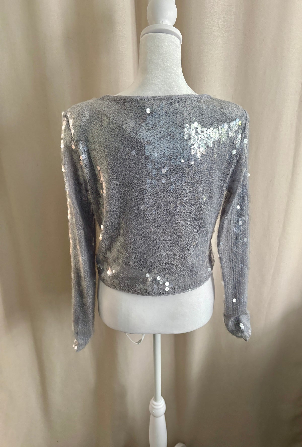 Dynamite Sequin Long Sleeve Shirt — Size XS