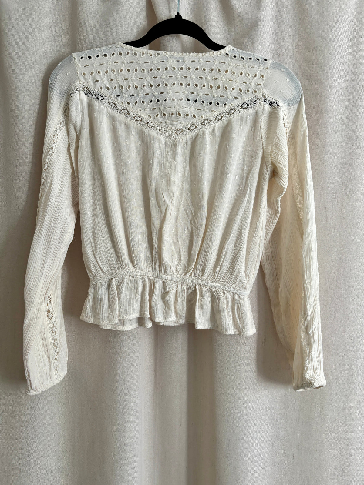 American Eagle Boho Lace-Trim Blouse | Size XXS