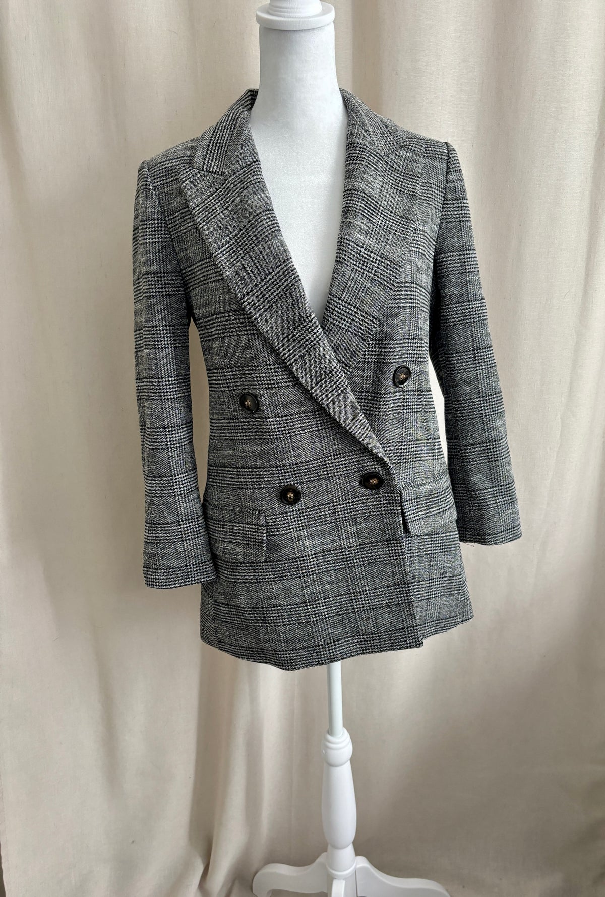H&M Plaid Double-Breasted Blazer — Size 2