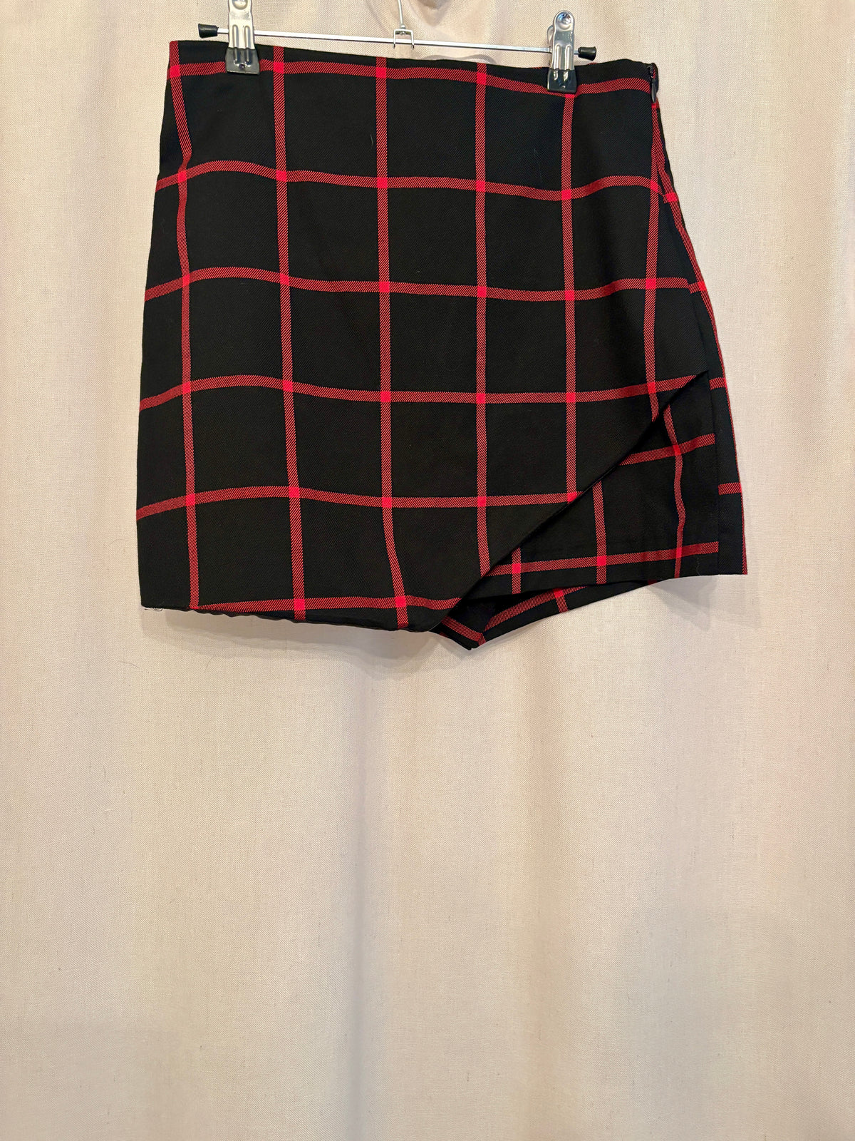 Zara Plaid Wrap-Front Skort — Size M