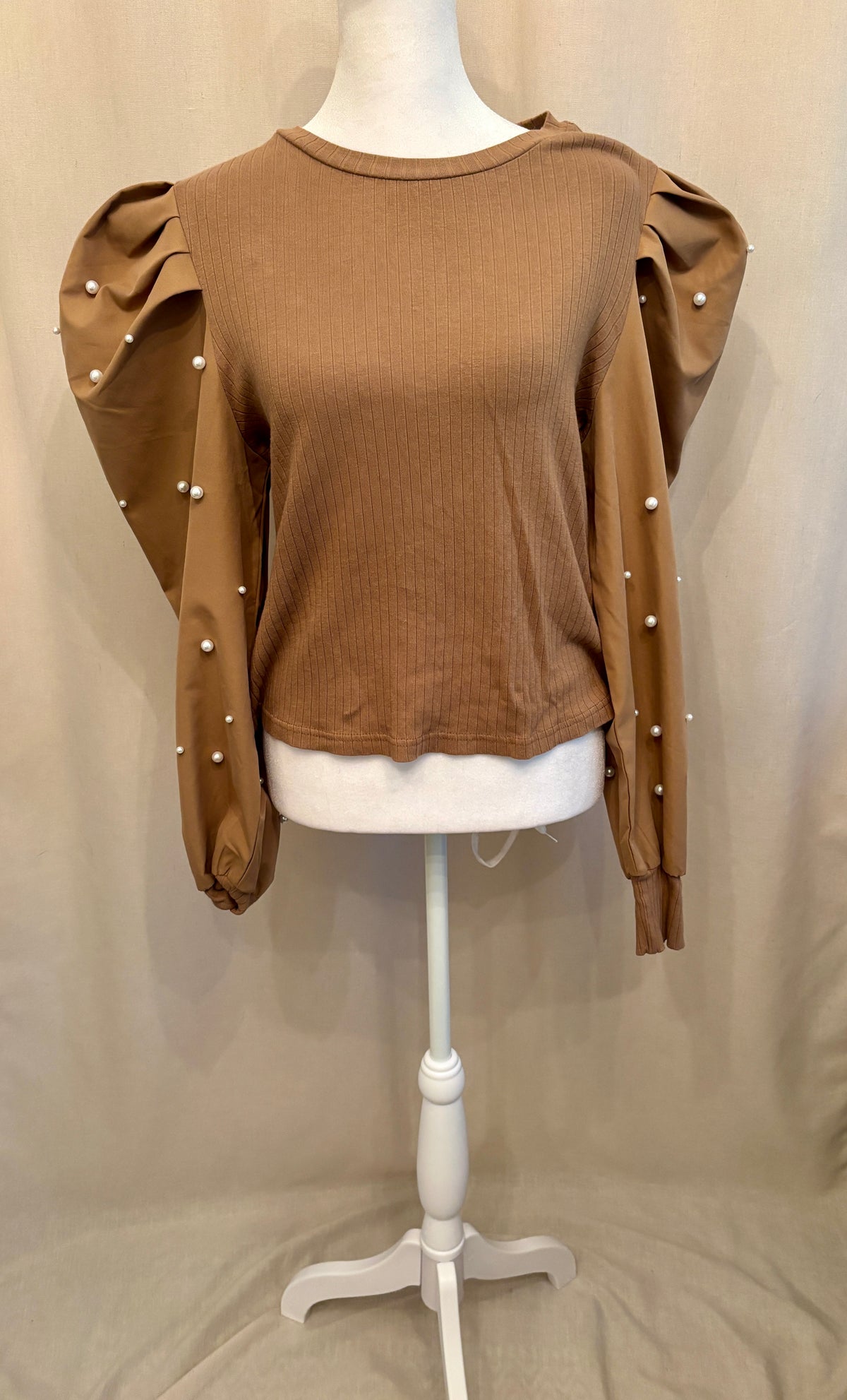 SHEIN Curve Ribbed Puff-Sleeve Top — Size 2XL