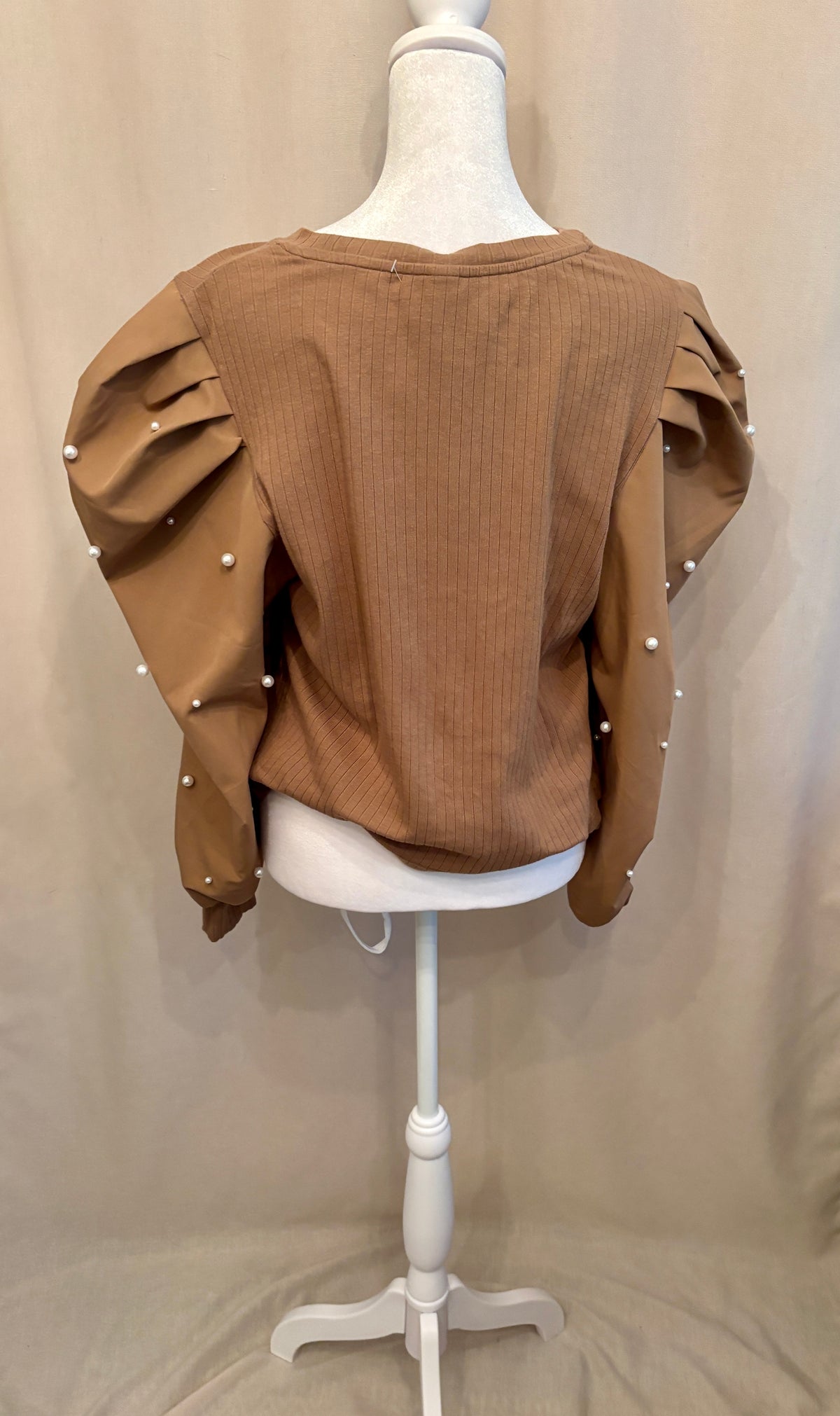SHEIN Curve Ribbed Puff-Sleeve Top — Size 2XL