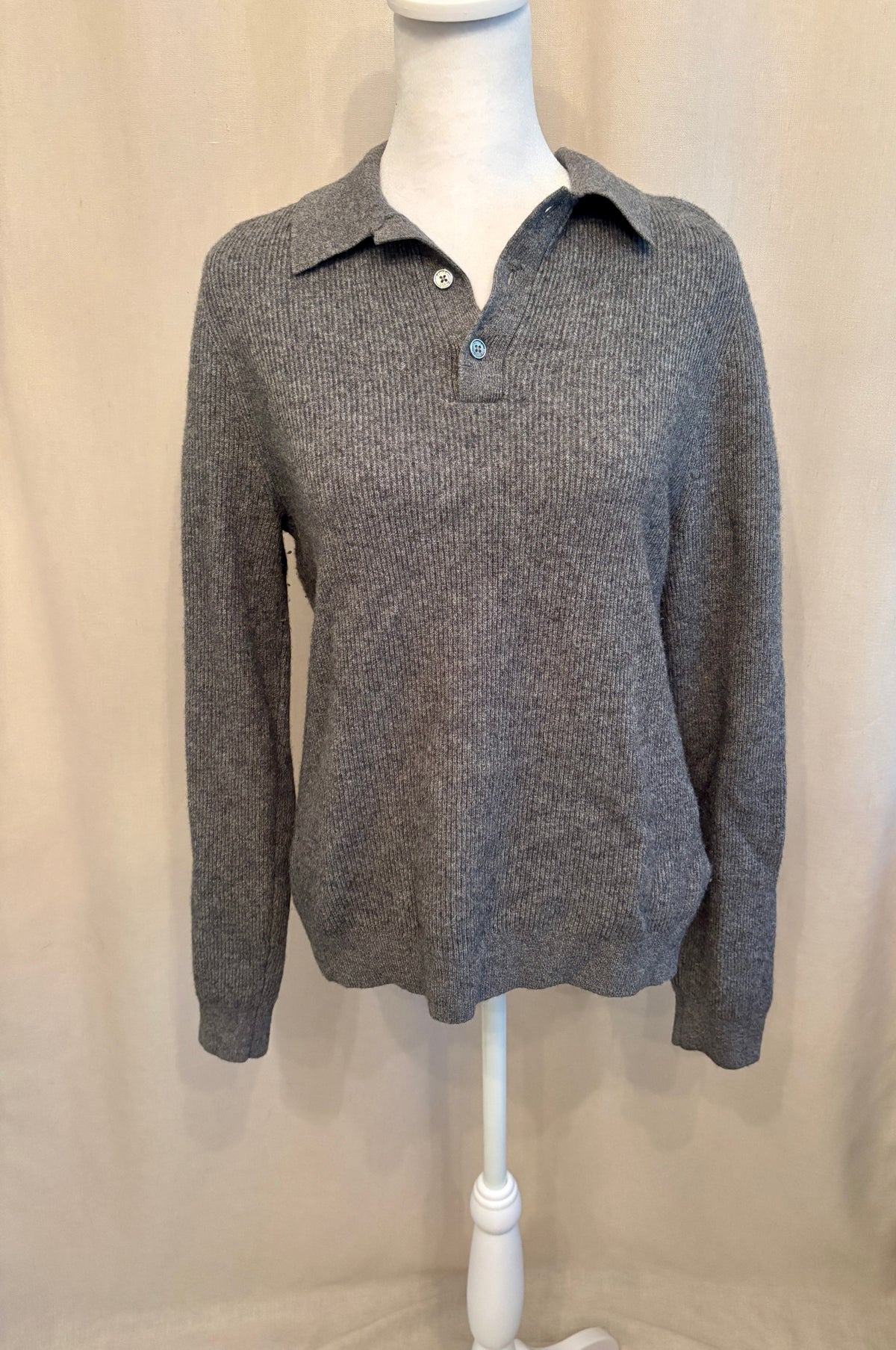 Reiss Ribbed Polo-Collar Knit Sweater — Size L