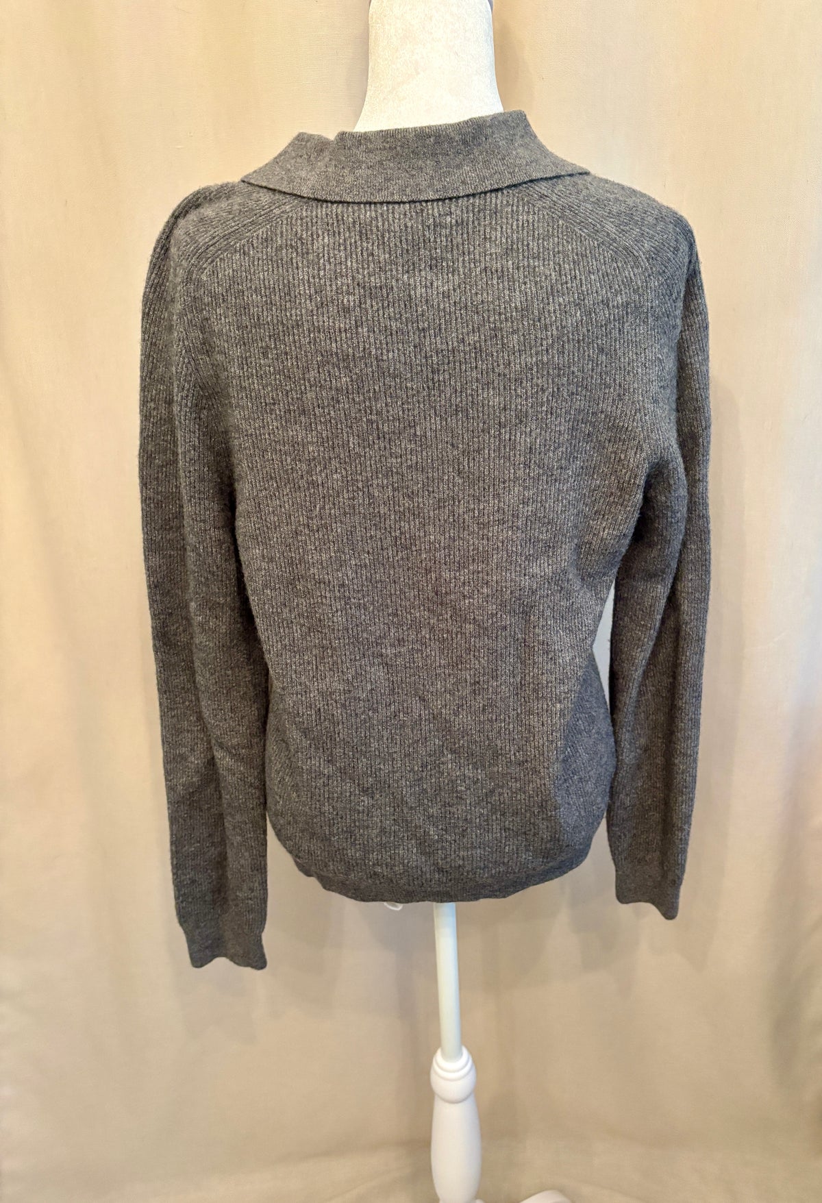 Reiss Ribbed Polo-Collar Knit Sweater — Size L