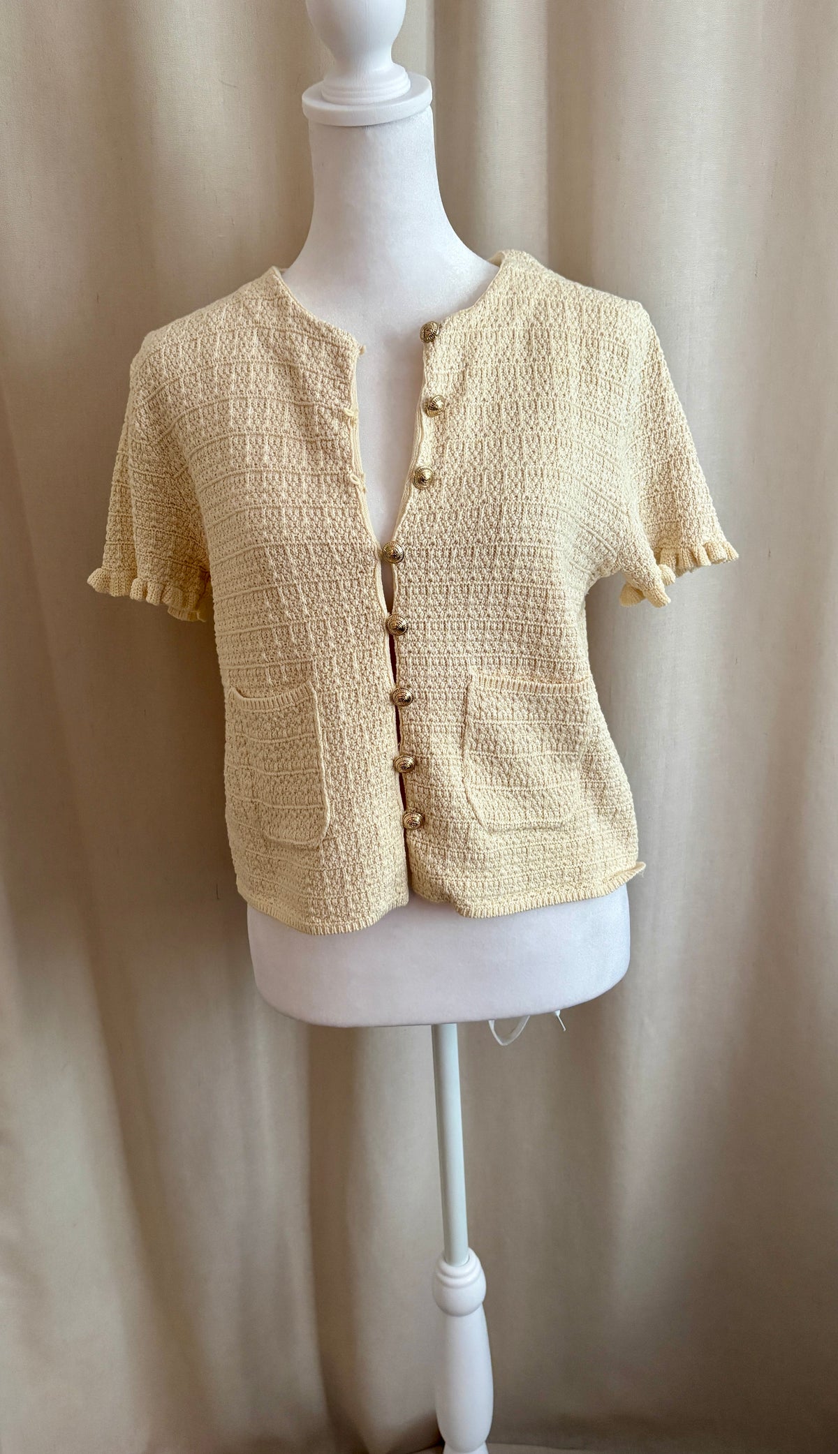 Zara Ruffle-Trim Cardigan — Size M