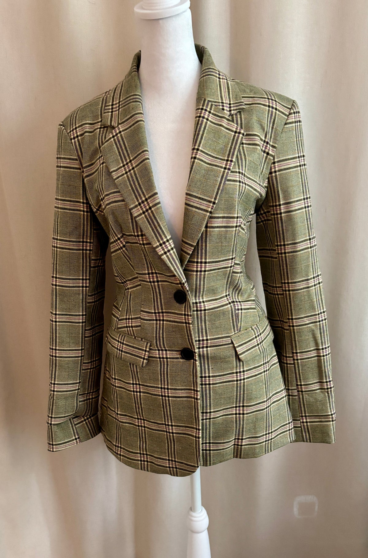 Topshop Longline Plaid Blazer — Size 6