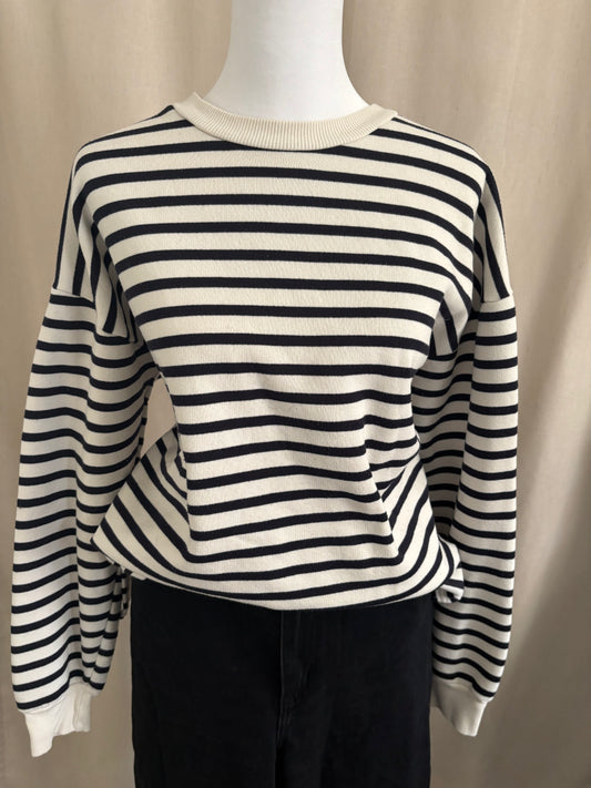 Zara Striped Crewneck Sweatshirt - Size Small