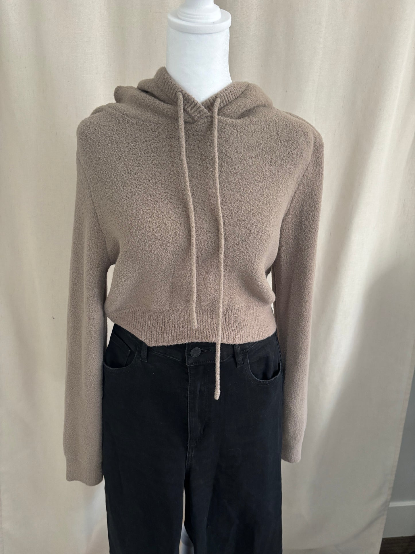 Zara Knit Cropped Hoodie - Size Large