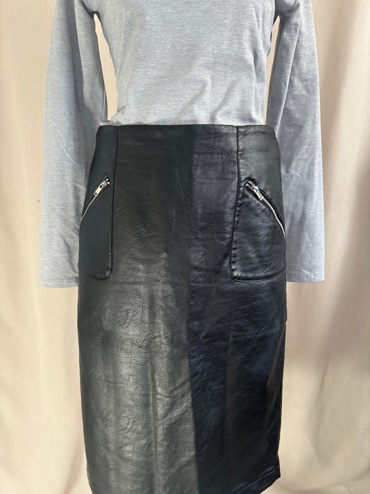 Catherine Malandrino Faux Leather Midi Skirt Size 12