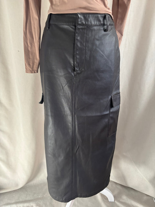 Gap Faux Leather Cargo Midi Skirt Size 10