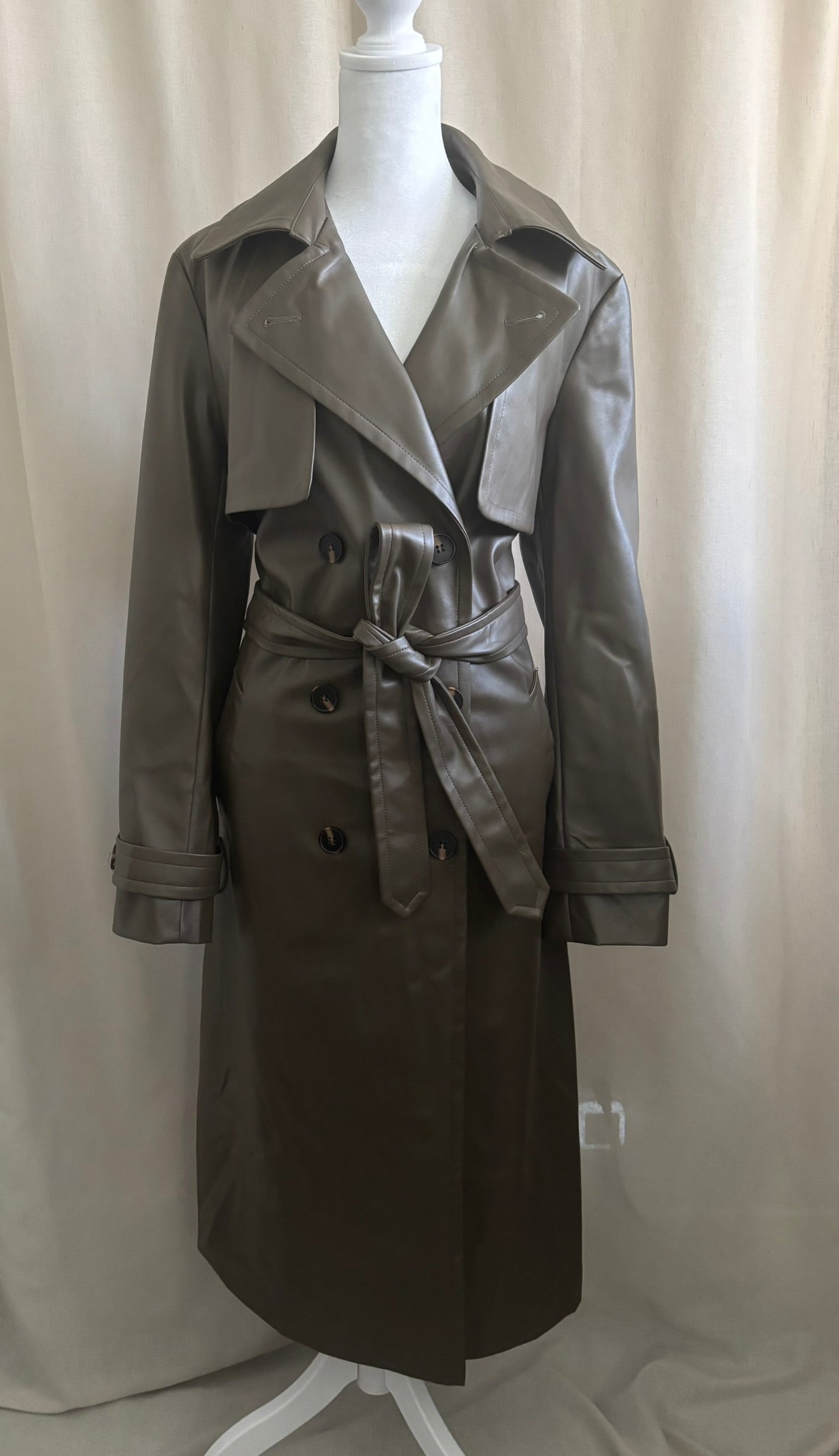 Dynamite Faux Leather Trench Coat | Size M