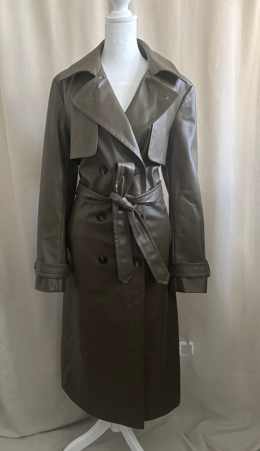 Dynamite Faux Leather Trench Coat | Size M