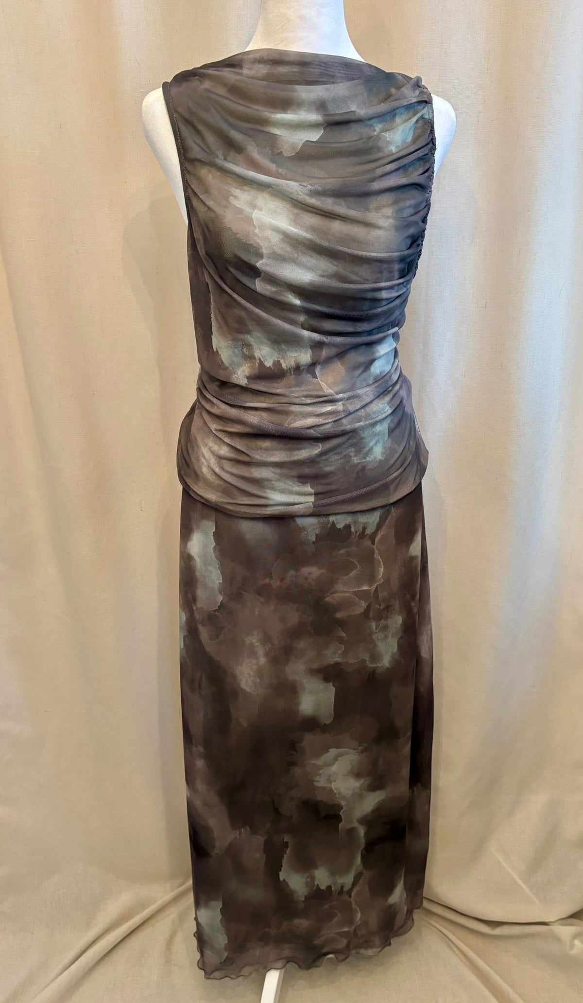Ardene Mesh Tie-Dye Tank & Skirt Set | Size L