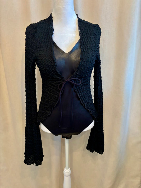 Shein Long Sleeve Tie-Front Sheer Top | Size L