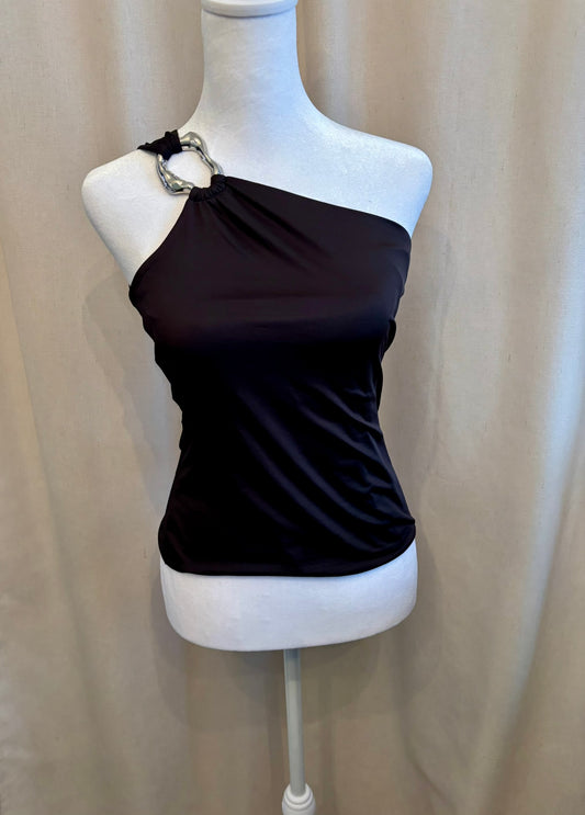 H&M One-Shoulder Black Tank | Size M