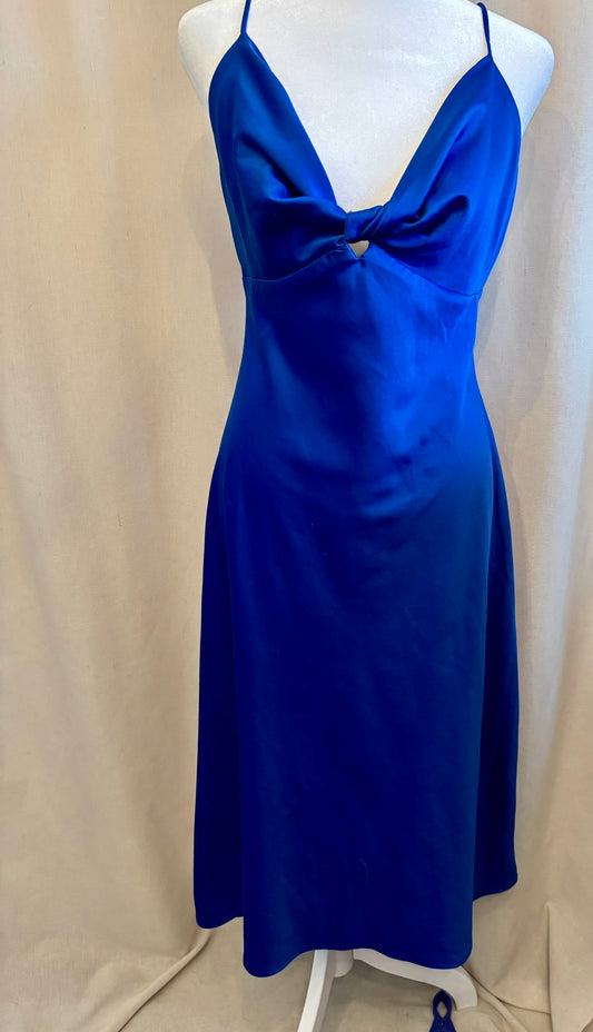 Dynamite Blue Satin Midi Dress | Size M