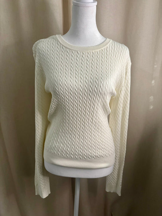 H&M Cream Fine Knit Cable Sweater | Size M