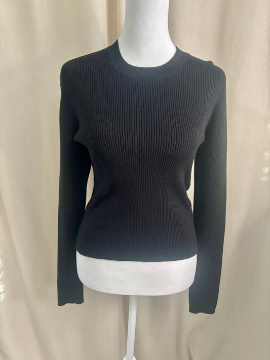 Defrost Black Cropped Ribbed Sweater | Size M