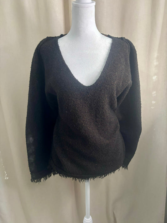 Free People Fringe V-Neck Sweater | Size XS (Oversized)