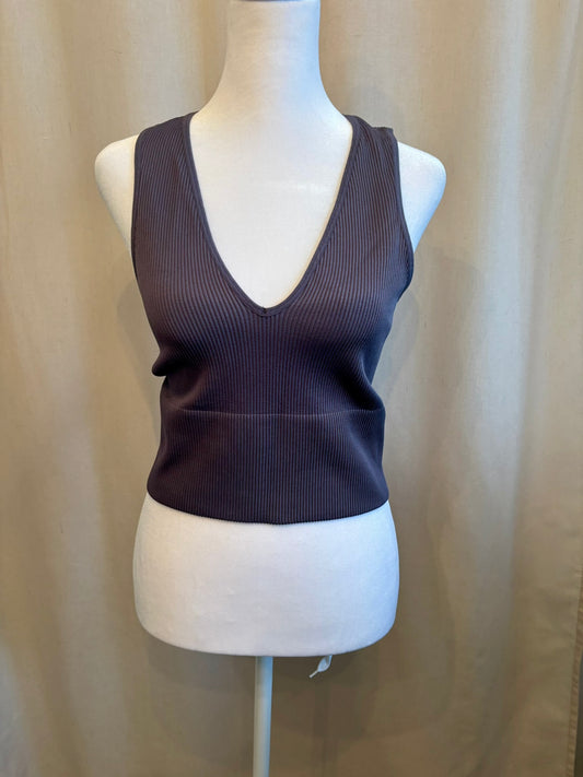 Dynamite V-Neck Cropped Ribbed Tank | Size L