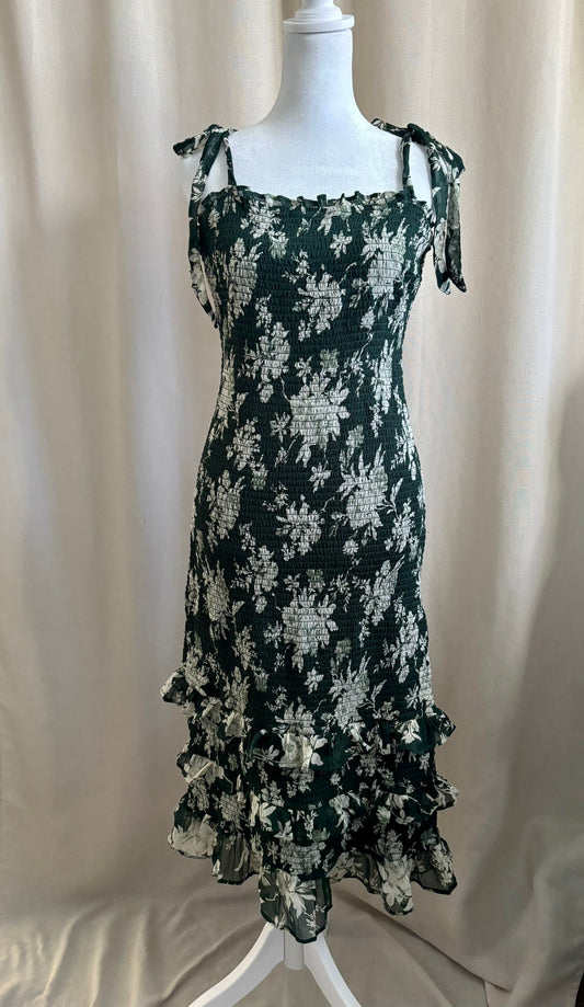 Abercrombie & Fitch Green Floral Midi Dress | Size L
